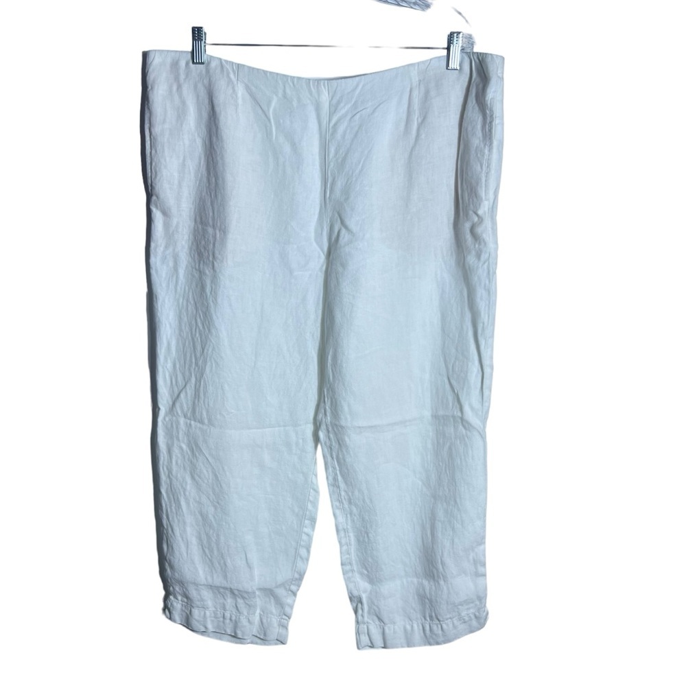 J.Jill PureJill Linen Pull on Slim Crop White Pants, Size Large